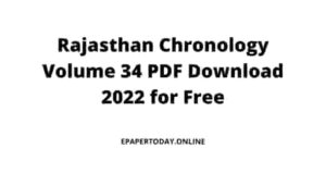 Rajasthan Chronology Volume 34 PDF Download 2022
