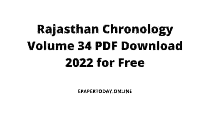 Rajasthan Chronology Volume 34 PDF Download 2022