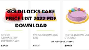 Goldilocks Cakes Price List 2022 PDF Download
