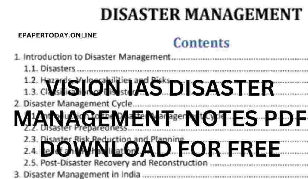 Vision IAS Disaster Management Notes PDF